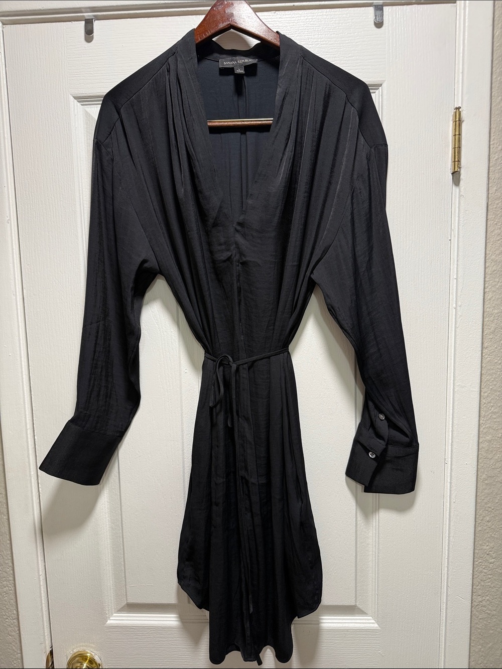 Banana Republic Black Long-Sleeve Wrap Dress with Self Tie